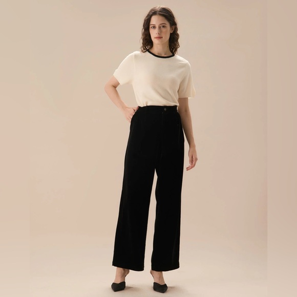 RIHOAS Black High Waisted Pleated Wide Leg Pants XS - Picture 2 of 5